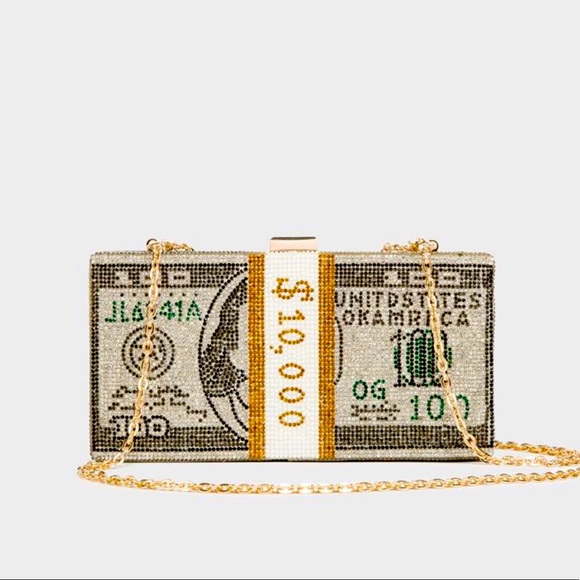 🛍 Luxury Stack Of Cash Crystal Clutch 🛍 - Picture 4 of 8